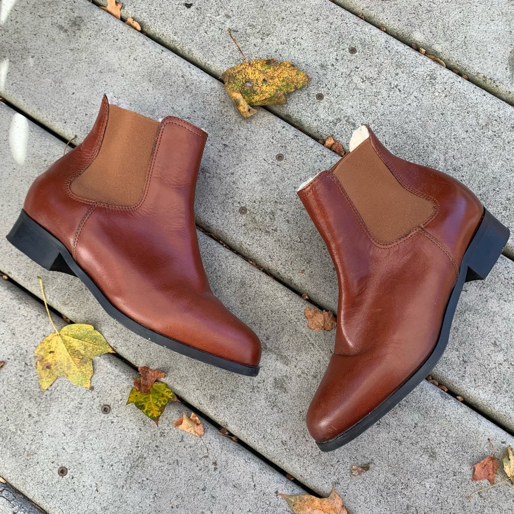 Vintage Brown Leather Ankle Boots | Faux Fur Lined Suede Ankle Booties